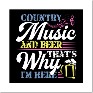 COUNTRY MUSIC AND BEER SARCASM GROUP SHIRT Posters and Art